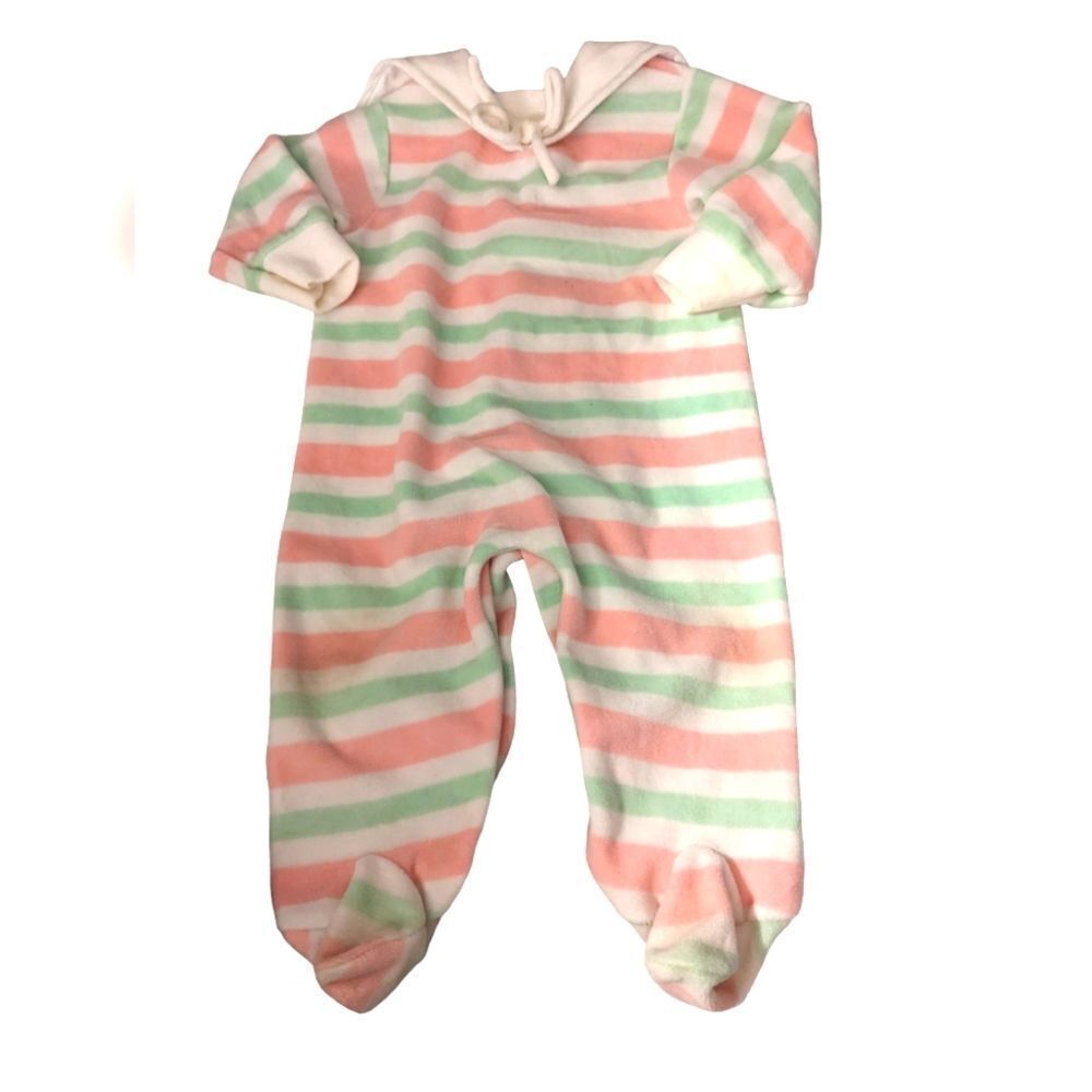 ‎Vintage pastel striped velour outfit